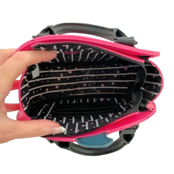 Betsey Johnson Pink & Black Halloween Pumpkin Crossbody Top Handle Purse Bag NWT - Picture 11 of 12